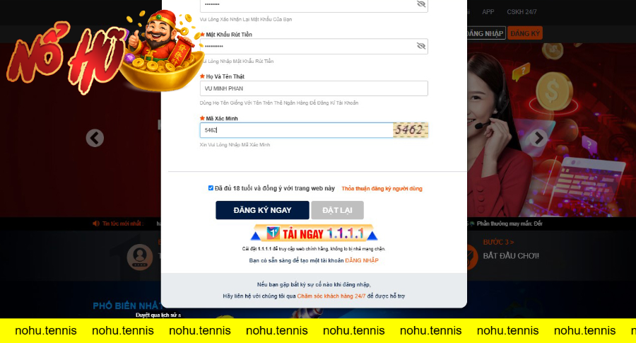Điền thông tin cá nhân và bấm xác nhận