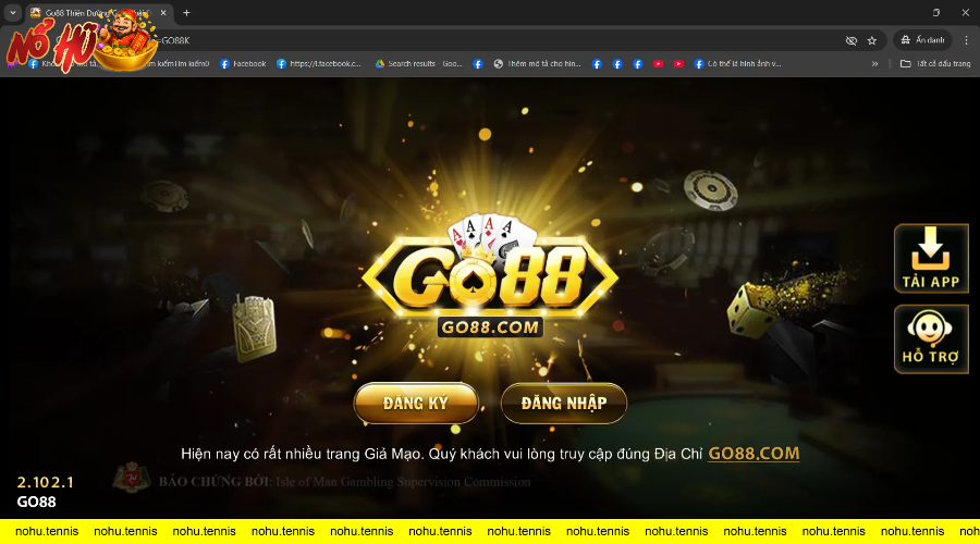 Giao diện đăng ký và đăng nhập trang game bài trực tuyến