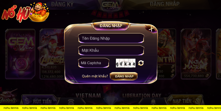 Giao diện đăng nhập tại WinClub