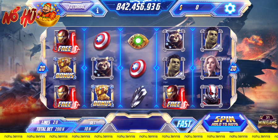 Giao diện game slot Avengers tại Winclub