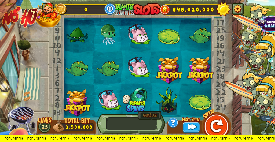 Giao diện game slots plants vs zombie tại 789Club