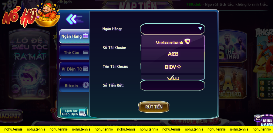giao diện rút tiền tại 789club
