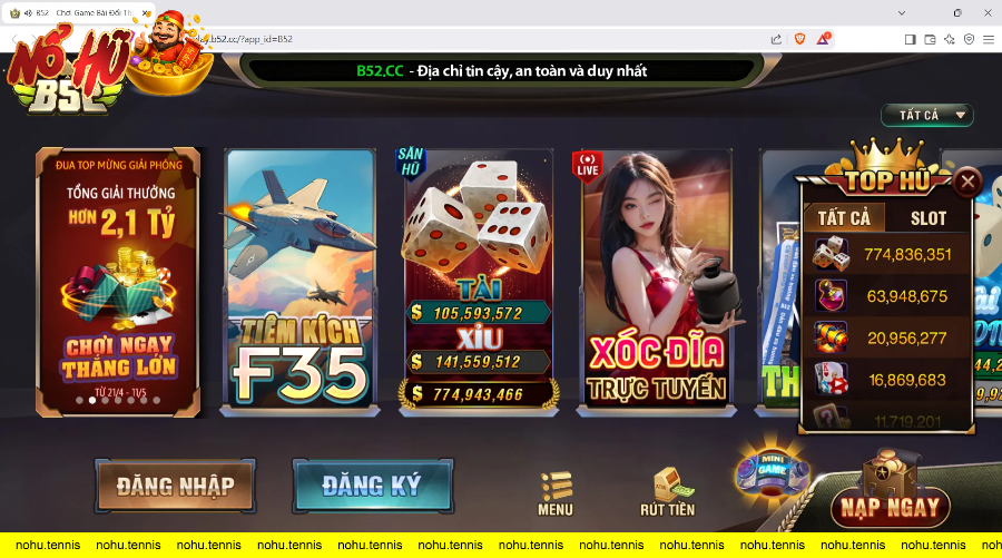 Giao diện trò chơi cá cược trực tuyến B52 đa dạng