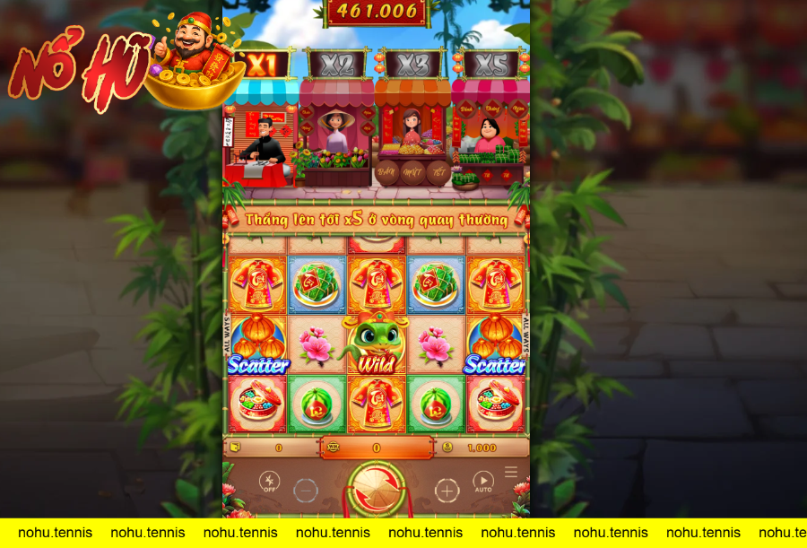 Giao diện trò chơi nổ hũ Chợ tết tại May88