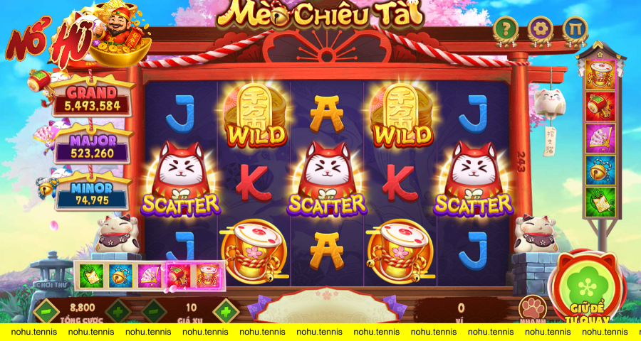 giao diện trò chơi nổ hũ mèo chiêu tài tại SV88