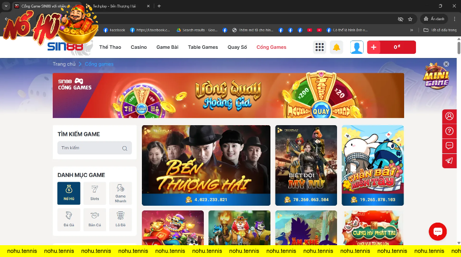 Vào cổng game và chọn game nổ hũ tại SIN88 với nhiều thể loại trò chơi hấp dẫn với nhiều chủ đề khác nhau.